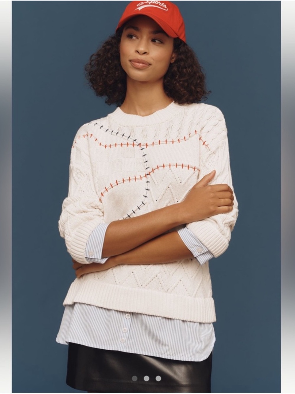 Anthropologie Pilcro Cable-Knit Twofer Sweater - Size XS - BNWT